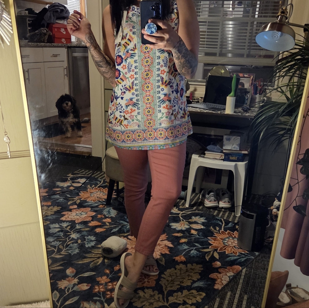Sunny Girl Australia Colorful Print Sleeveless Top NWT Medium Vacation Resort - Picture 9 of 16